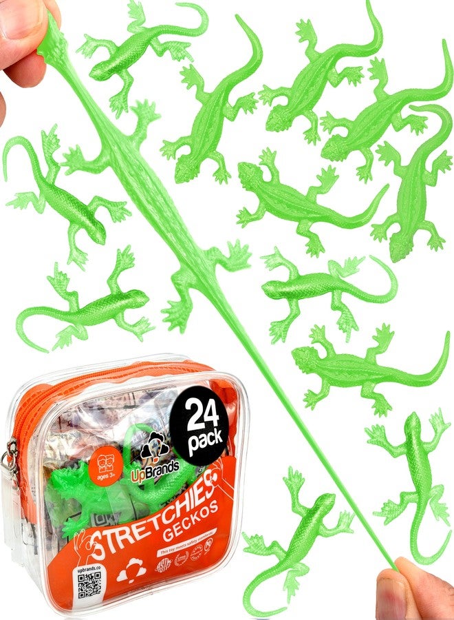 UpBrands 24 Pack LIGHT GREEN Super Stretchy Lizard Toys - Refreshing Party Favors, Rubber Lizards for Kids, Reptile & Newt Toy Small Students Rewards, Stress-Relief & Light Green Celebrations - Image 1